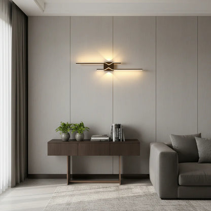 Aplica LED Decorativa FENG, 19W, 60cm, Lumina Calda / Neutra/ Rece, Negru, Metal si Acril