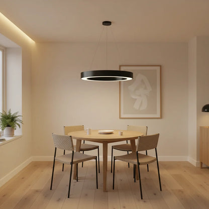 Lustra LED suspendata ANGLE, D52cm, 25W, Inaltime Reglabila, Lumina Rece, Negru, Metal si Acril