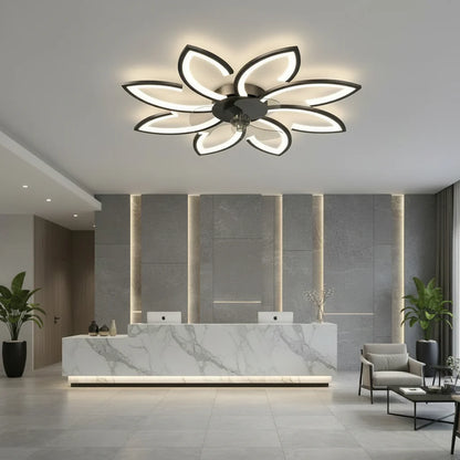 Lustra LED Ventilator ANEMO cu Telecomanda, 47W, D87cm, Lumina Rece/Neutra/Calda, Metal si Plastic, Negru