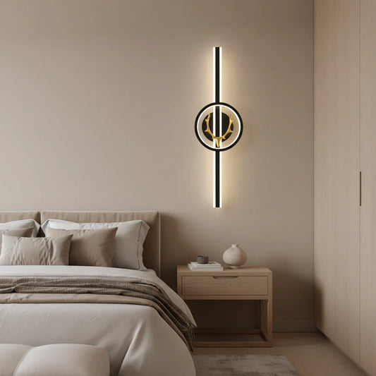 Aplica LED Decorativa CERBOS, 42W, 60cm, Lumina Calda / Neutra/ Rece, Negru, Metal si Acril