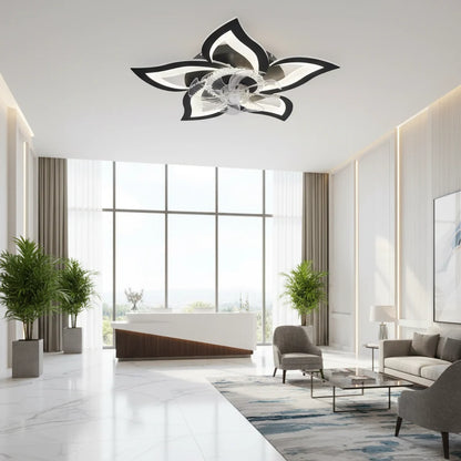 Lustra LED Ventilator ANEMO cu Telecomanda, 49W, D85cm, Lumina Rece/Neutra/Calda, Metal si Plastic, Negru