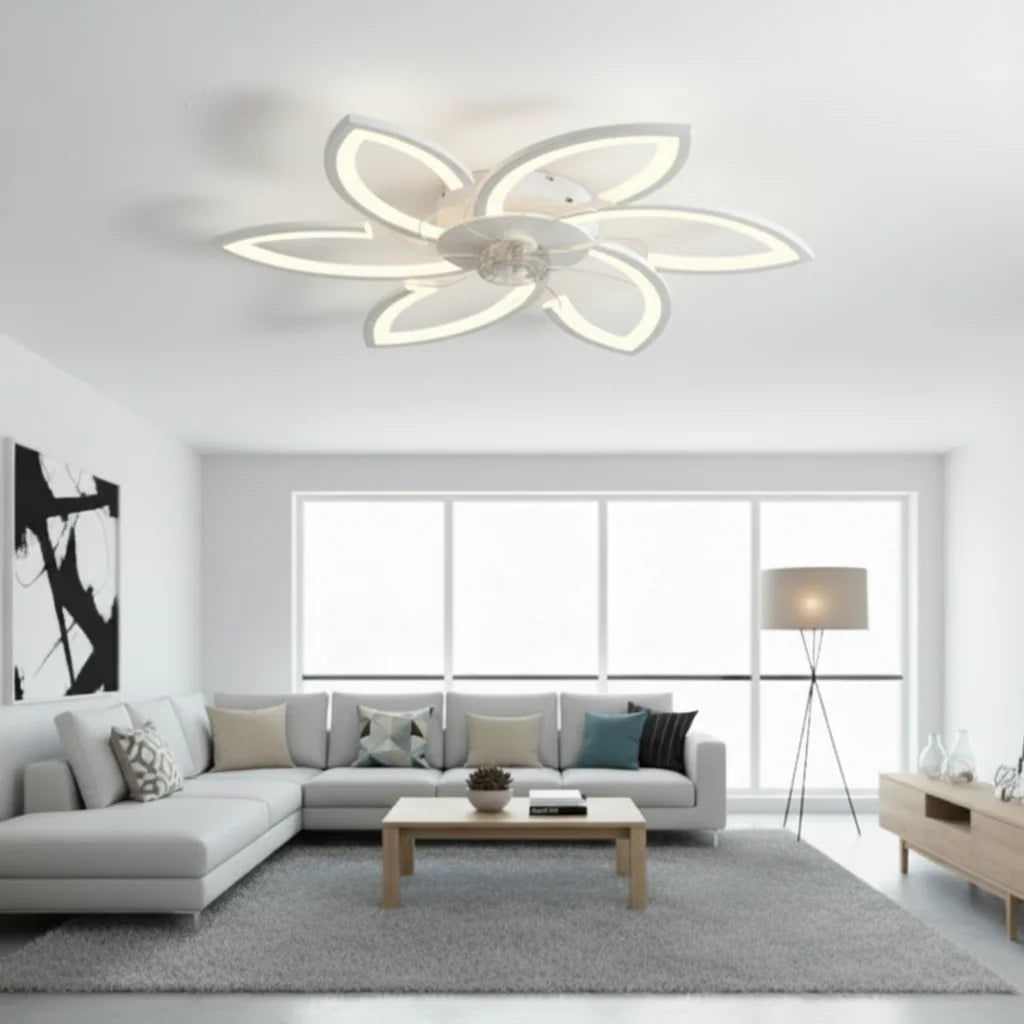 Lustra LED Ventilator ANEMO cu Telecomanda, 36W, D76.5cm, Lumina Rece/Neutra/Calda, Metal si Plastic, Alb