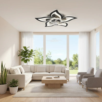 Lustra LED Ventilator ANEMO cu Telecomanda, 49W, D85cm, Lumina Rece/Neutra/Calda, Metal si Plastic, Negru