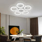 Lustra LED FREJA cu Telecomanda, 90W, 3000K/4000K/6000K, Dimabil, Alb, Cristale, 6 Cercuri