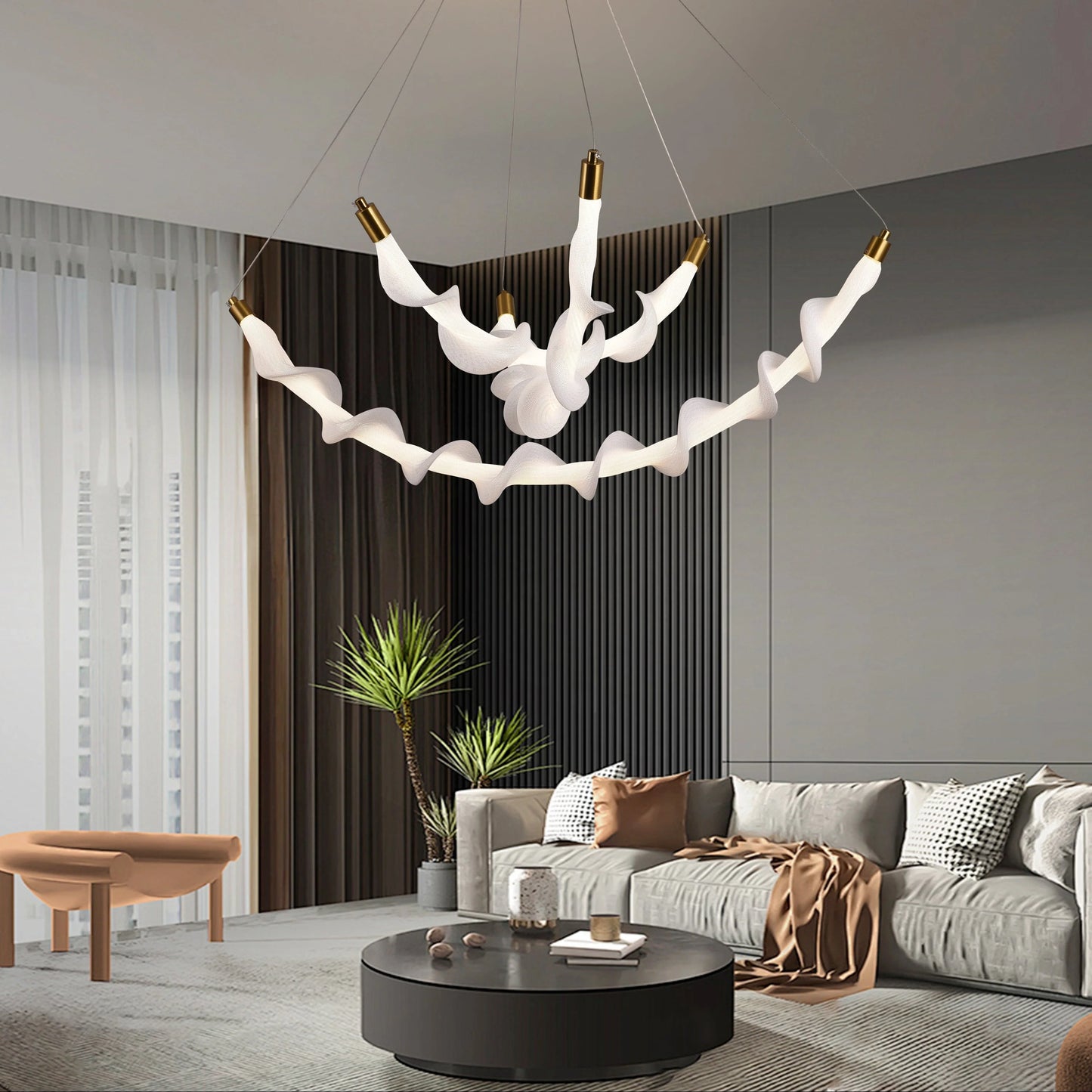 Lustra LED Suspendata Acril LT760/3GD, 28W, Lumina Calda/Neutra/Rece 3000/4000/6000K, Alb, Inaltime Reglabila, Metal si Acril