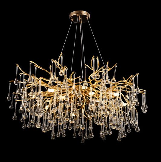 Candelabru Cristal CC333/600GD, 9x G9, Auriu, 60cm, Inaltime Reglabila