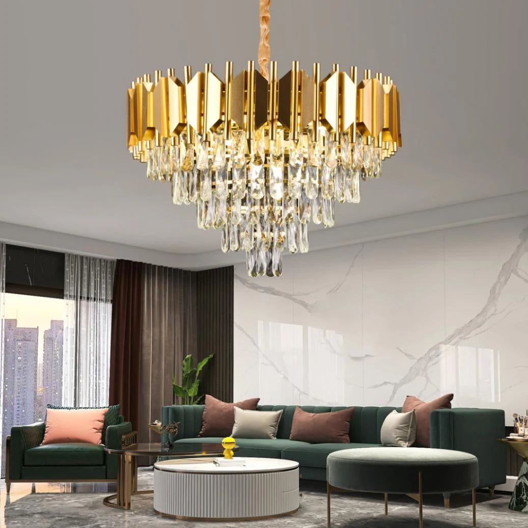 Candelabru Cristal Braylen 8x E27 Diametru 60cm Auriu
