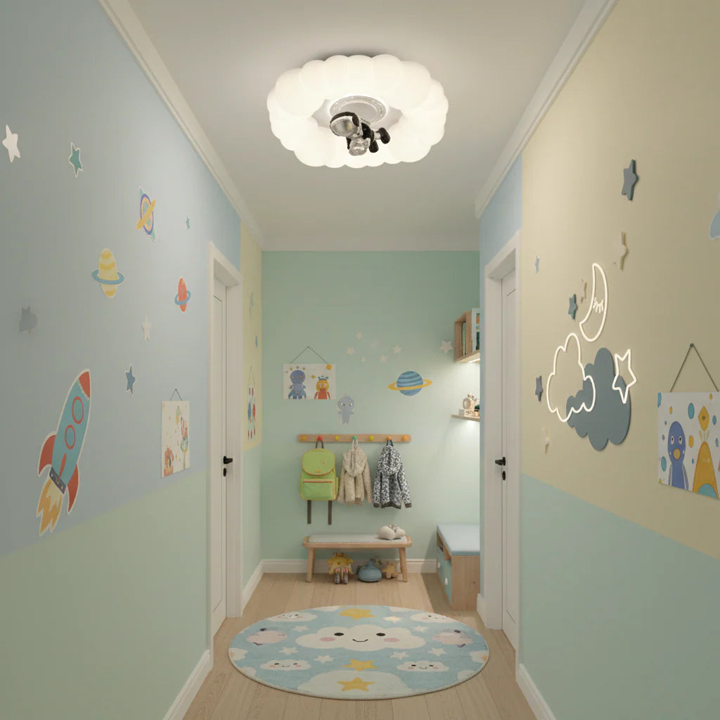 Lustra LED KOSMER cu telecomanda 75W, Diametru 50cm, lumina Rece/Calda/Neutra, Alb