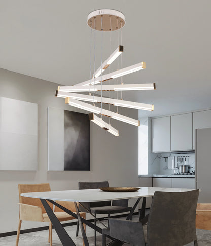 Lustra LED Suspendata Acril LT183/6WH, 81W, Lumina 3000/4000/6000K, Alb, Inaltime Reglabila