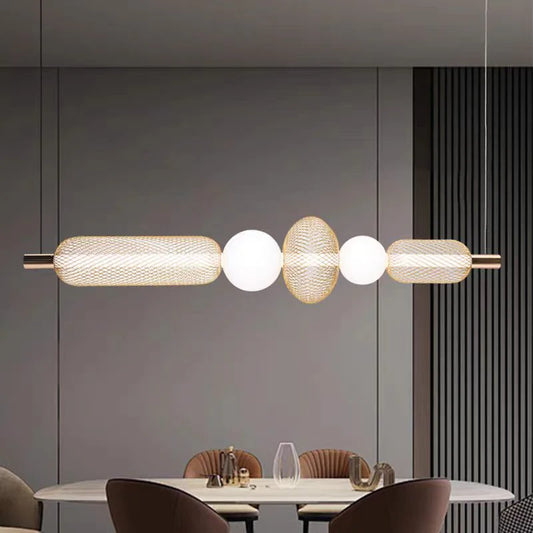 Lustra LED Suspendata LM551/5GD, 28W, Lumina 3000/4000/6000K, Auriu, Inaltime Reglabila