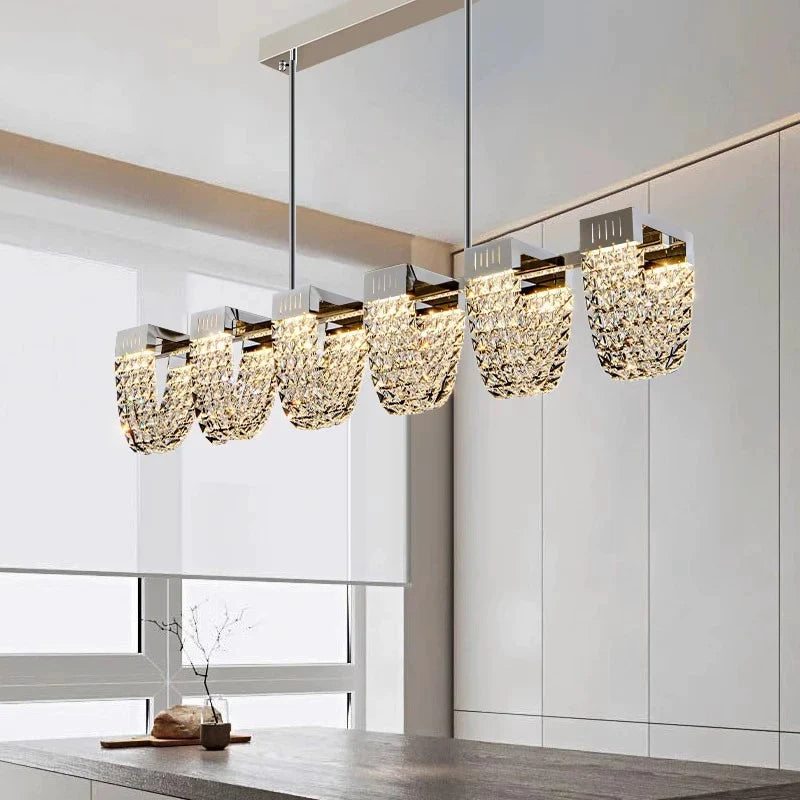 Lustra LED Suspendata, STRATUS Supremo, Cristal si Metal, 15W, Lumina Rece/Calda/Neutra 3000K/4000K/6000K, Iluminat Luxos