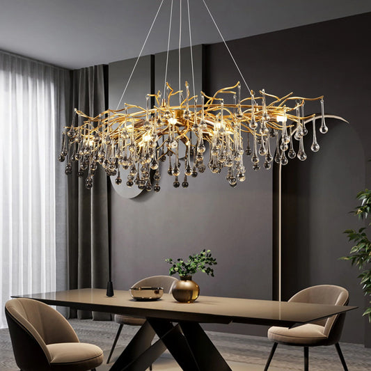 Candelabru Cristal CC333/120X60GD, 10x G9, Auriu, 80cm, Inaltime Reglabila