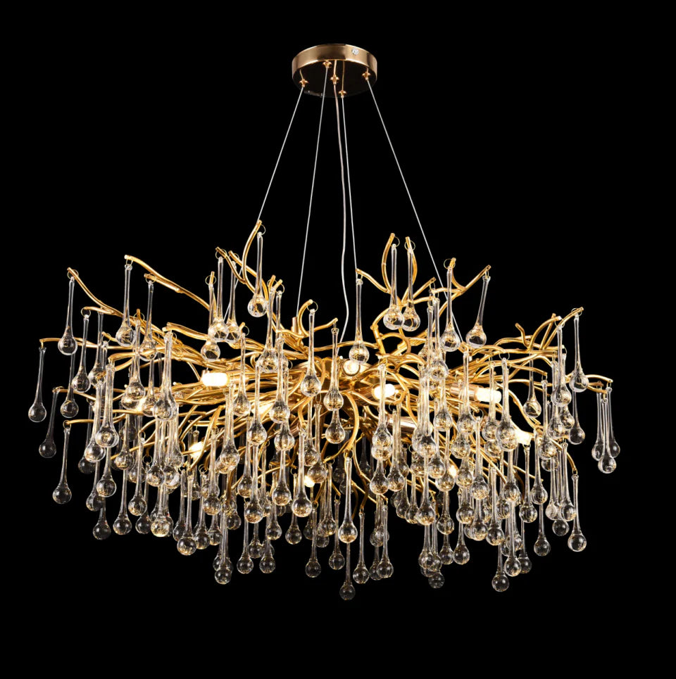 Candelabru Cristal CC333/800GD, 12x G9, Auriu, 80cm, Inaltime Reglabila