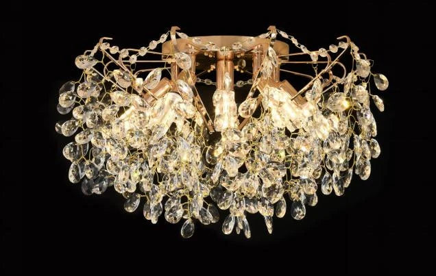 Candelabru Cristal CC9334/6FGD, 6x E14, Diametru 49cm, Auriu