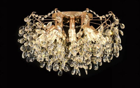 Candelabru Cristal CC9334/6FGD, 6x E14, Diametru 49cm, Auriu