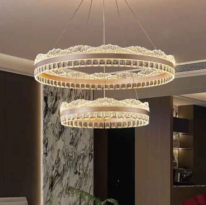 Lustra LED suspendata cu telecomanda NIVALIS, 126W, lumina Rece/Calda/Neutra, Dimabila,Inaltime Reglabila, Auriu