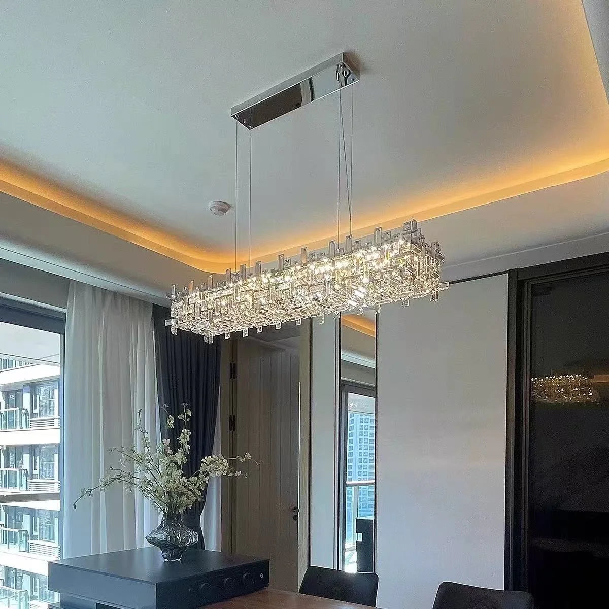 Candelabru Cristal RZ-2/780x280GD , 10xE14, 78X28cm, Inaltime Reglabila, Design Elegant
