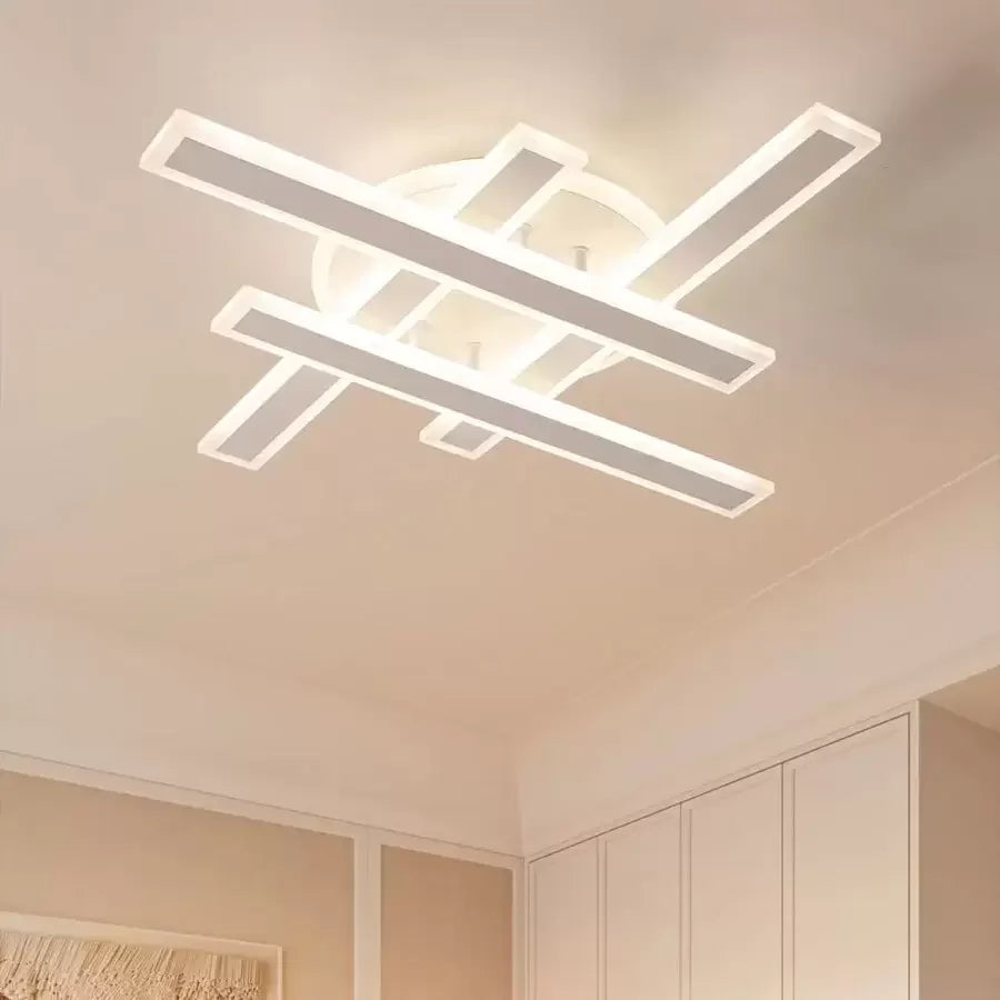 Lustra LED cu telecomanda SHAWN, Liniara, 85W, lumina Rece/Calda/Neutra, Dimabila, Alb