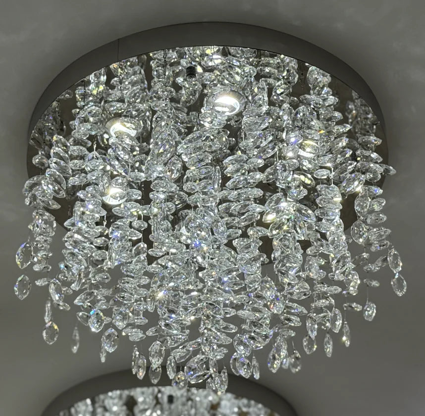 Candelabru LED Cristal LLC210/400CH Rotund, 22W, Lumina Rece/Calda/Neutra, Cristal, Crom Lucios