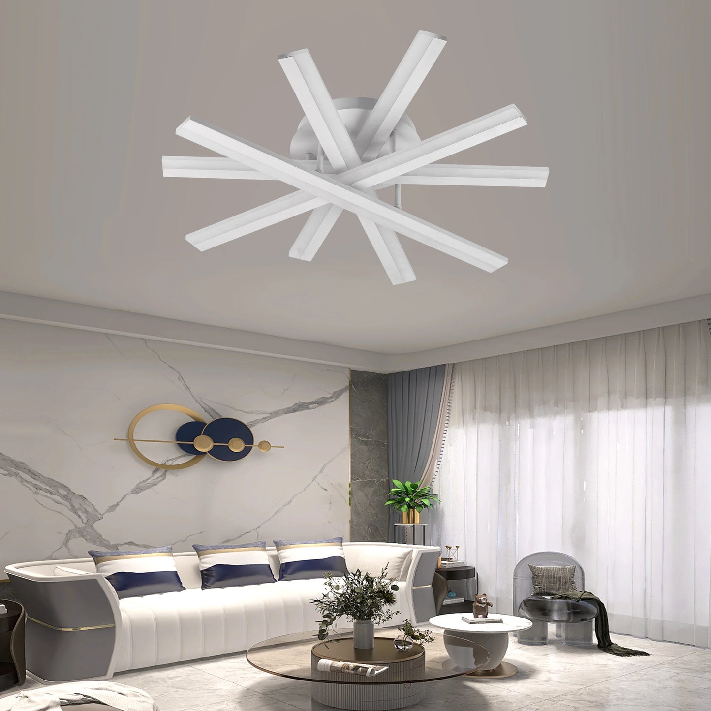 Lustra LED cu telecomanda ZOE, 67W, lumina Rece/Calda/Neutra, Dimabila, Alb