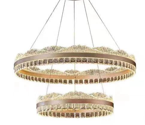 Lustra LED suspendata cu telecomanda NIVALIS, 126W, lumina Rece/Calda/Neutra, Dimabila,Inaltime Reglabila, Auriu