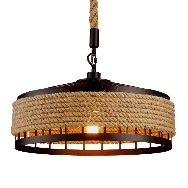 Lustra Vintage LV300/300BK, 1xE27, Rustic Barn, Sfoara si Metal, 150cm, Negru