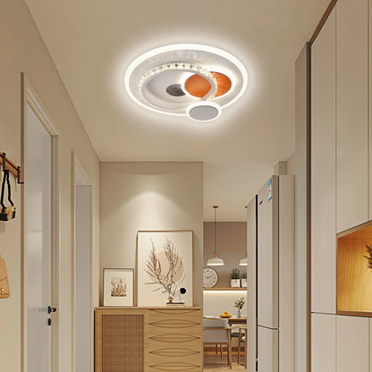 Lustra LED cu cristal HELIOX, 45W, 4 Cercuri, lumina Rece/Calda/Neutra, Alb