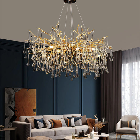 Candelabru Cristal CC333/600GD, 9x G9, Auriu, 60cm, Inaltime Reglabila