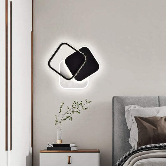 Lustra LED cu cristal PRISMIQ 39W, 3 Patrate, lumina Rece/Calda/Neutra, Negru