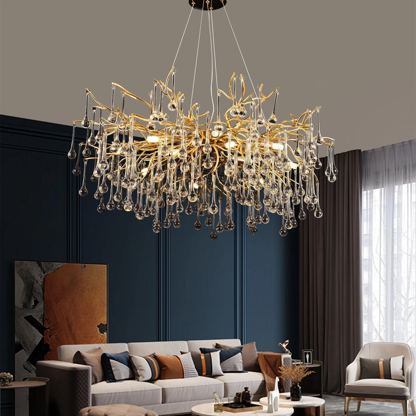 Candelabru Cristal CC333/800GD, 12x G9, Auriu, 80cm, Inaltime Reglabila