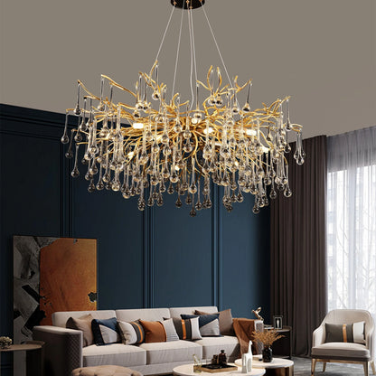 Candelabru Cristal CC333/800GD, 12x G9, Auriu, 80cm, Inaltime Reglabila