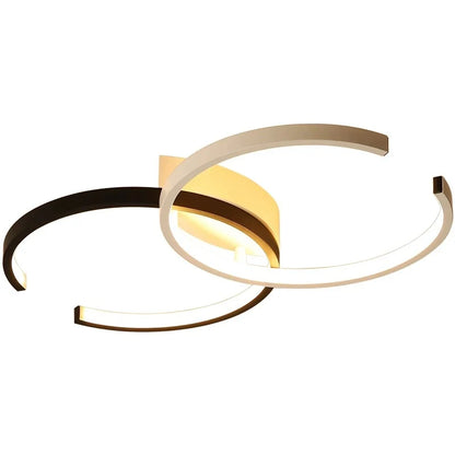 Lustra LED cu telecomanda VECTOR SEMIARC, 28W, 2 Elemente, lumina Rece/Calda/Neutra, Dimabila, Negru Alb