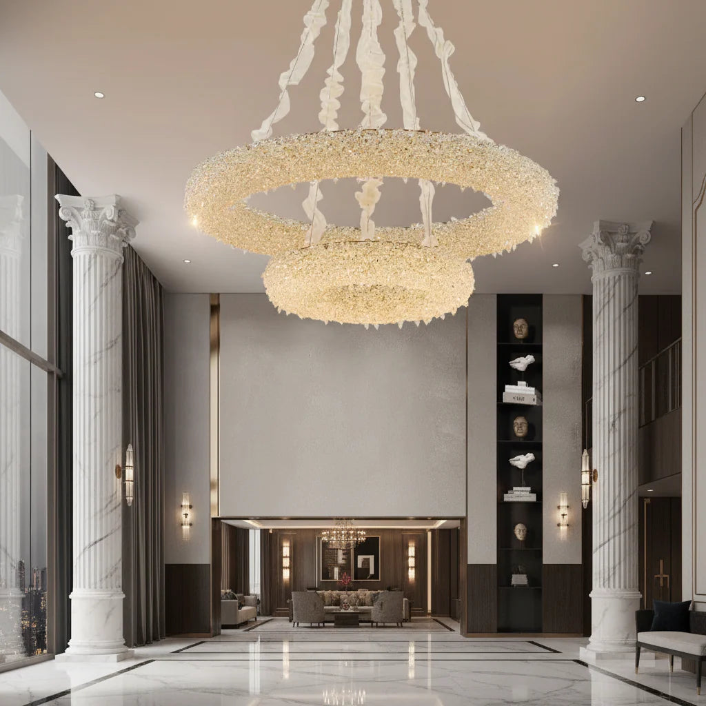 Candelabru Cristal, HOHENZOLLERN Imperio, 59W, Diametru 100cm, Lumina Rece/Calda/Neutra, Auriu, Inaltime Reglabila