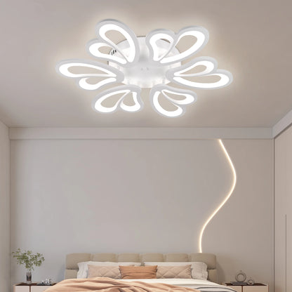 Lustra LED cu telecomanda BLOSSOM 78W, 6 Petale, Diametru 60cm, lumina Rece/Calda/Neutra, Dimabila, Alb