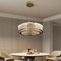 Lustra LED cu Telecomanda,LLC160/500GD, Cristal si Metal, 55W, Dimabila, Inaltime Reglabila, Lumina Rece/Calda/Neutra, Iluminat Luxos