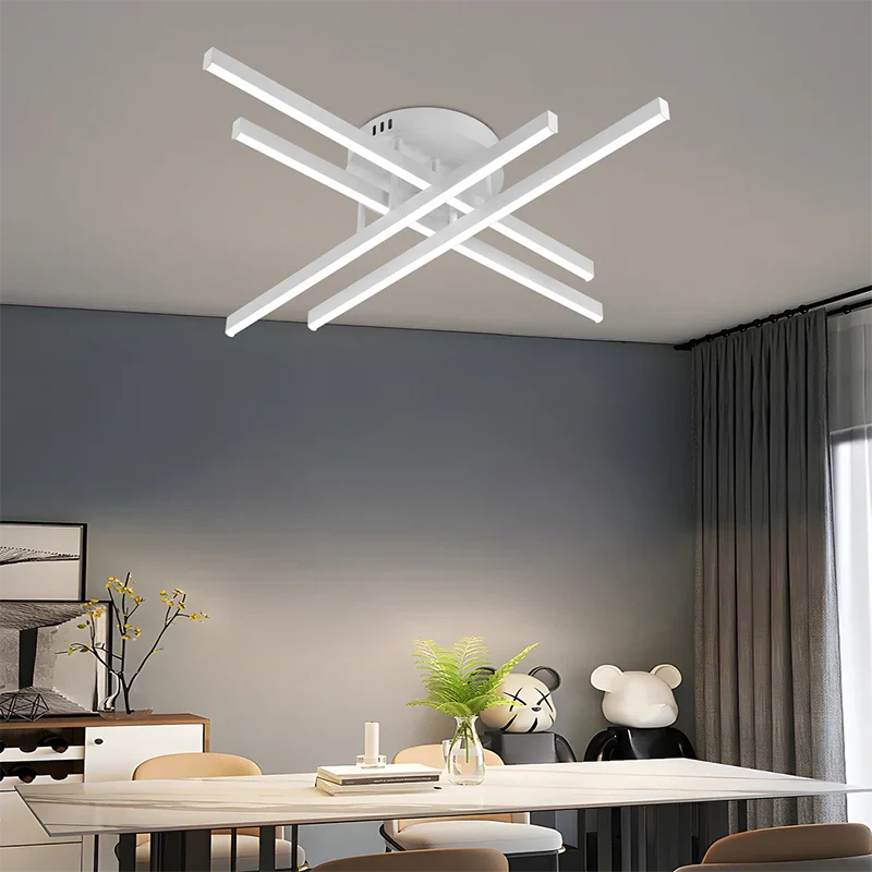 Lustra LED cu Telecomanda GIO, 43W, 4 Elemente, Lumina Rece/Clada/Neutra, Dimabila, Alb