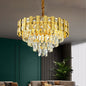 Candelabru Cristal BRAN Eleganza 8xE14, Diametru 49cm, Auriu Lucios, Inaltime Reglabila