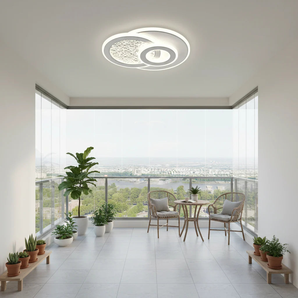 Lustra LED KOMPACTO 34W, 3 Cercuri, lumina Rece/Calda/Neutra, Alb