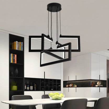 Lustra LED cu telecomanda ,Suspendata 73W, 3 Elemente, lumina Rece/Calda/Neutra, Dimabila, Inaltime Reglabila, Negru