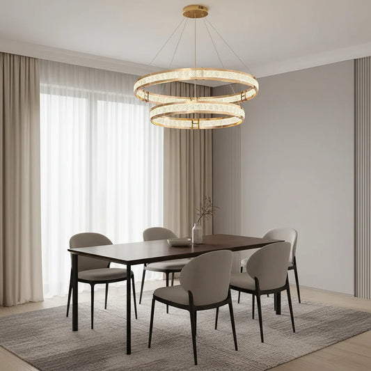 Candelabru Cristal, LINDERHOF Magno, 75W, Diametru 60cm, Lumina Rece/Calda/Neutra, Auriu, Inaltime Reglabila