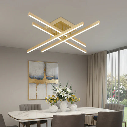 Lustra LED cu Telecomanda LINEX, 54W, Lumina 3000K/4000K/6000K, Dimabila, Auriu