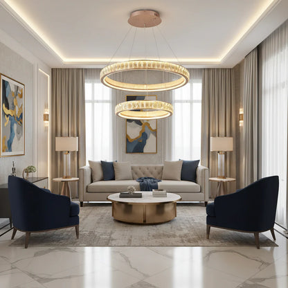 Candelabru Cristal, Kensington Magno, 75W, Auriu, 3 elemente, Inaltime reglabila, Lumina Calda/Rece/Neutra