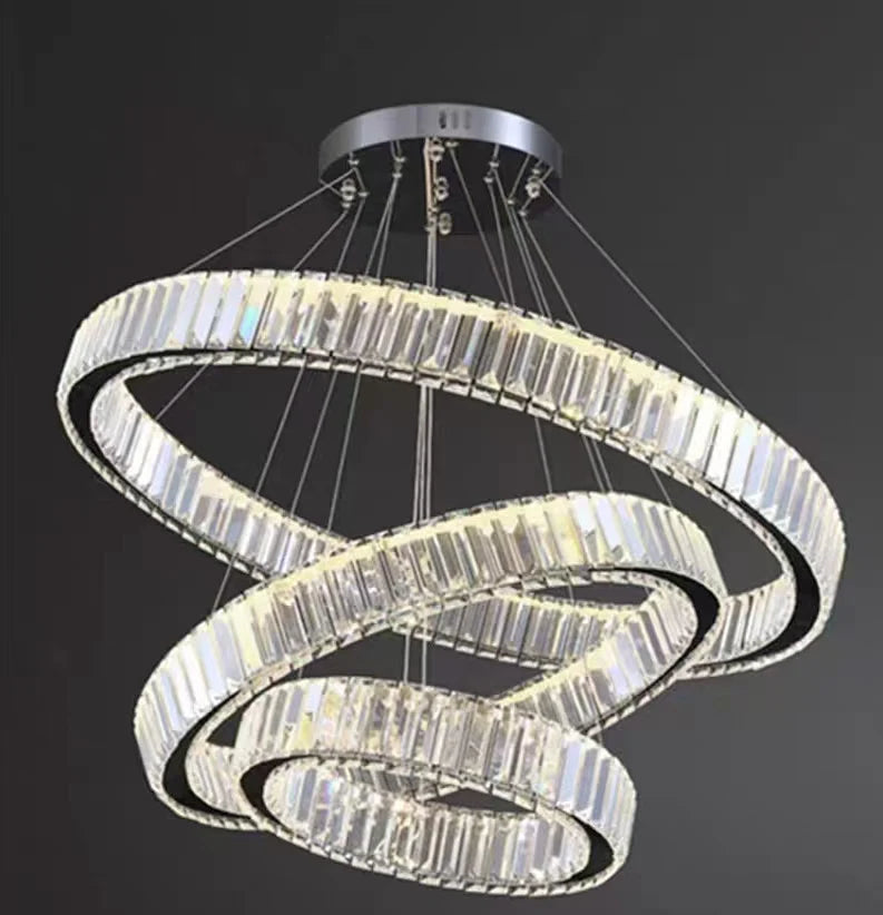 Lustra LED LLC130/3CH, Cristal si Metal, 120W, 3 Cerucir, Dimabila, Inaltime Reglabila, Lumina Rece/Calda/Neutra, Iluminat Luxos