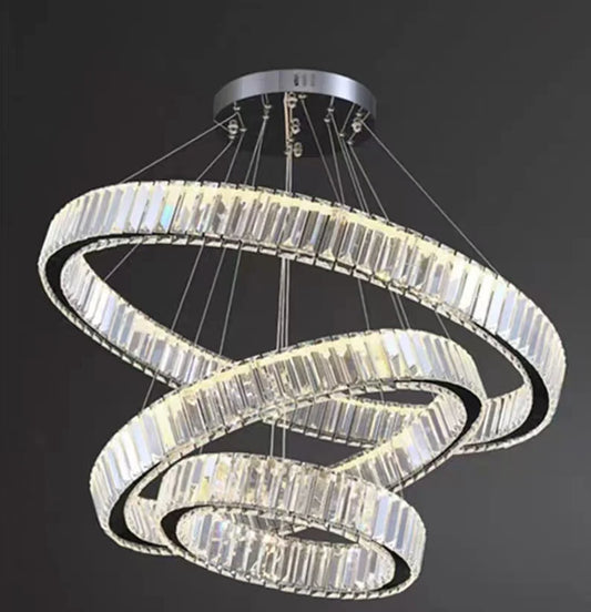 Lustra LED LLC130/3CH, Cristal si Metal, 120W, 3 Cerucir, Dimabila, Inaltime Reglabila, Lumina Rece/Calda/Neutra, Iluminat Luxos