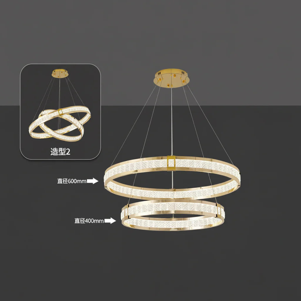 Candelabru Cristal, LINDERHOF Magno, 75W, Diametru 60cm, Lumina Rece/Calda/Neutra, Auriu, Inaltime Reglabila