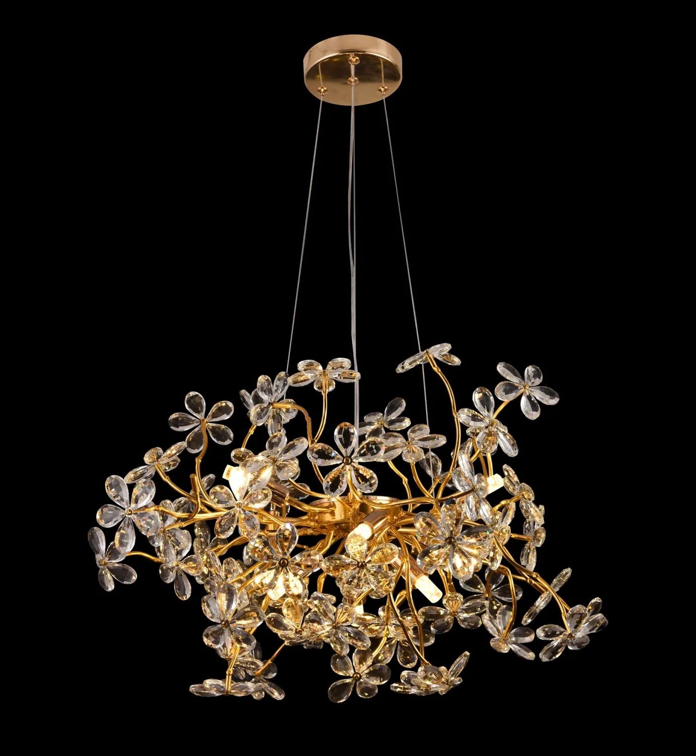 Candelabru Cristal CM325/800GD, 12xG9, Crom si Cristale , D75cm, Inaltime Reglabila