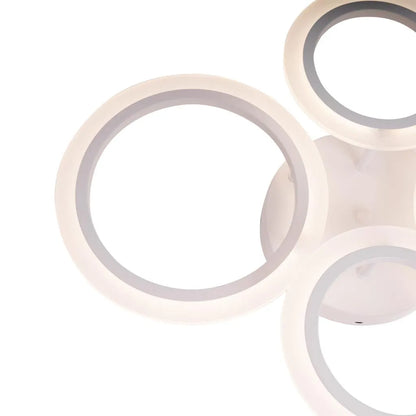 Lustra LED cu telecomanda BETTY, 44W, 4 Cercuri, lumina Rece/Calda/Neutra, Dimabila, Alb