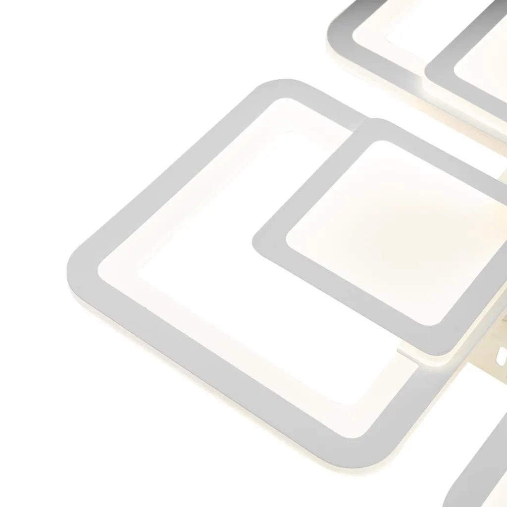 Lustra LED cu Telecomanda SUSAN, 77W, 4 Patrate, lumina Rece/Calda/Neutra, Dimabila, Alb – lustră LED, culoare albă, cu