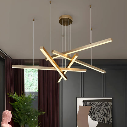 Lustra LED suspendata cu telecomanda GINEVRA 31W, 5 Elemente, lumina Rece/Calda/Neutra, Auriu