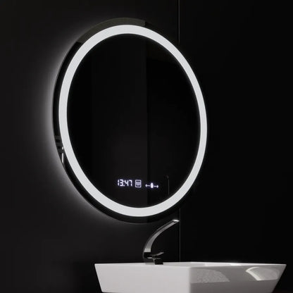 Oglinda LED Rotunda, 80cm, Celeste MotionGlow Marcello, Sistem Dezaburire, Ceas & Termometru, Dimabila – oglindă LED, 80